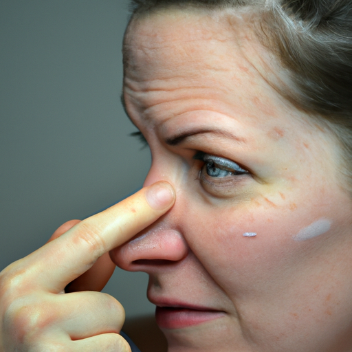תמונה של אישה עם גירוי בעור, המסמלת תגובות פוטנציאליות לקרמי פנים טבעיים.